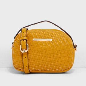 NWT Aldo Cessna Woven Crossbody Waist Belt Bag Mustard Yellow